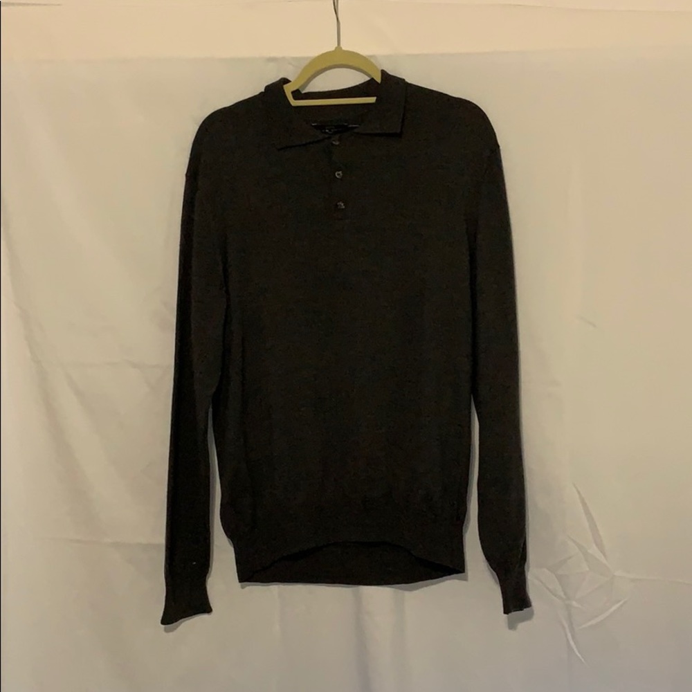 Black brown long sleeve polo